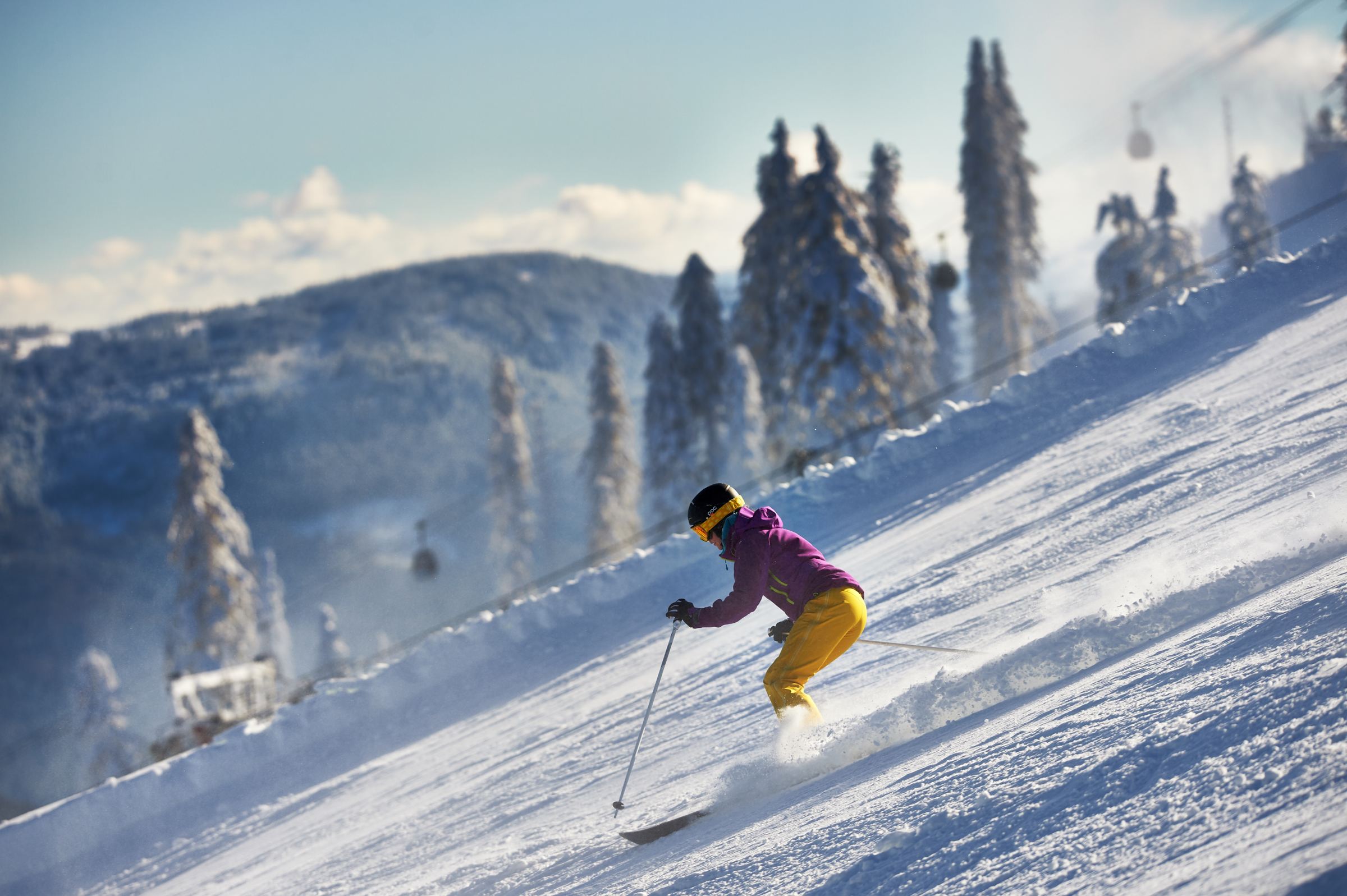 Skifahrer auf der Piste am Großen Arber